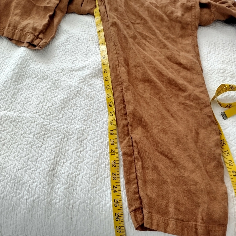Casual Linen-Blend Utility Jumpsuit - Brown - Picture 11 of 11